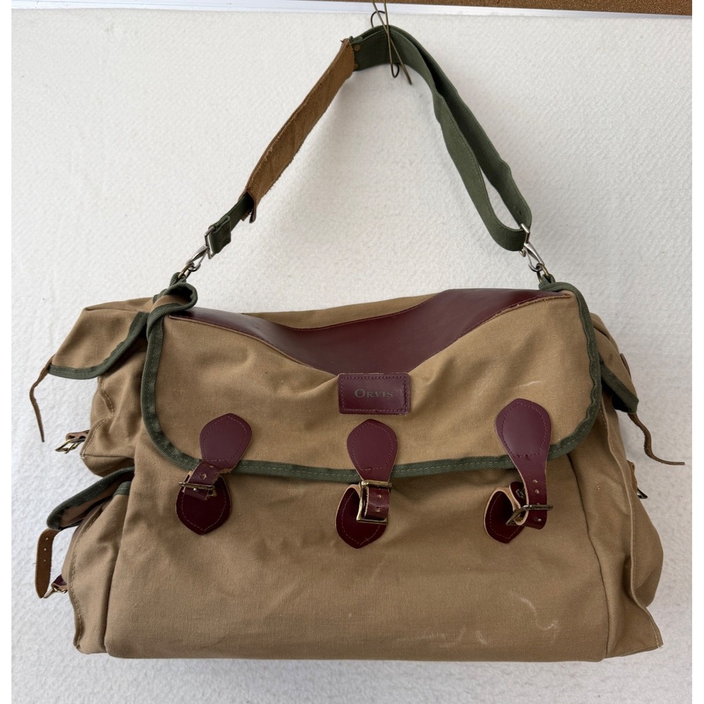 Orvis Vinitage Gokey Canvas and Leather Fly Fishing bag. Messenger Style